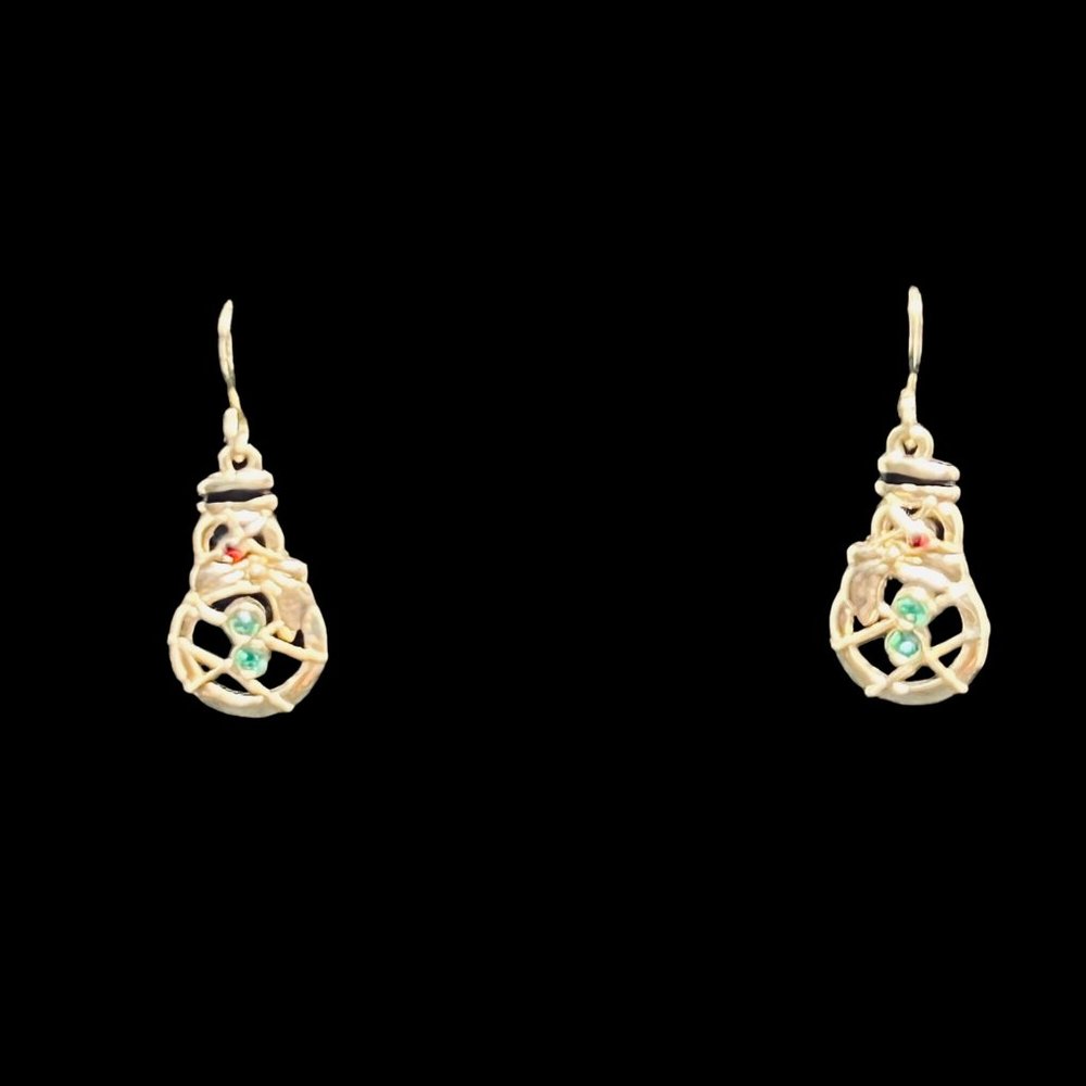 Lot Of Christmas Pierced Earrings Star, Bell, Candy, Tree, Snowman & Wreath 4663 - Picture 7 of 8